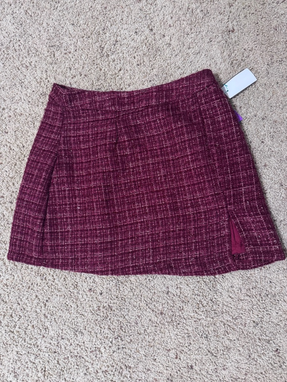 Francesca's Collections Maroon Tweed Mini Skirt
